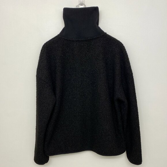 Elle Woman’s Teddy Fleece Half-Zip Pullover Sweater Jacket Black L - Picture 6 of 13